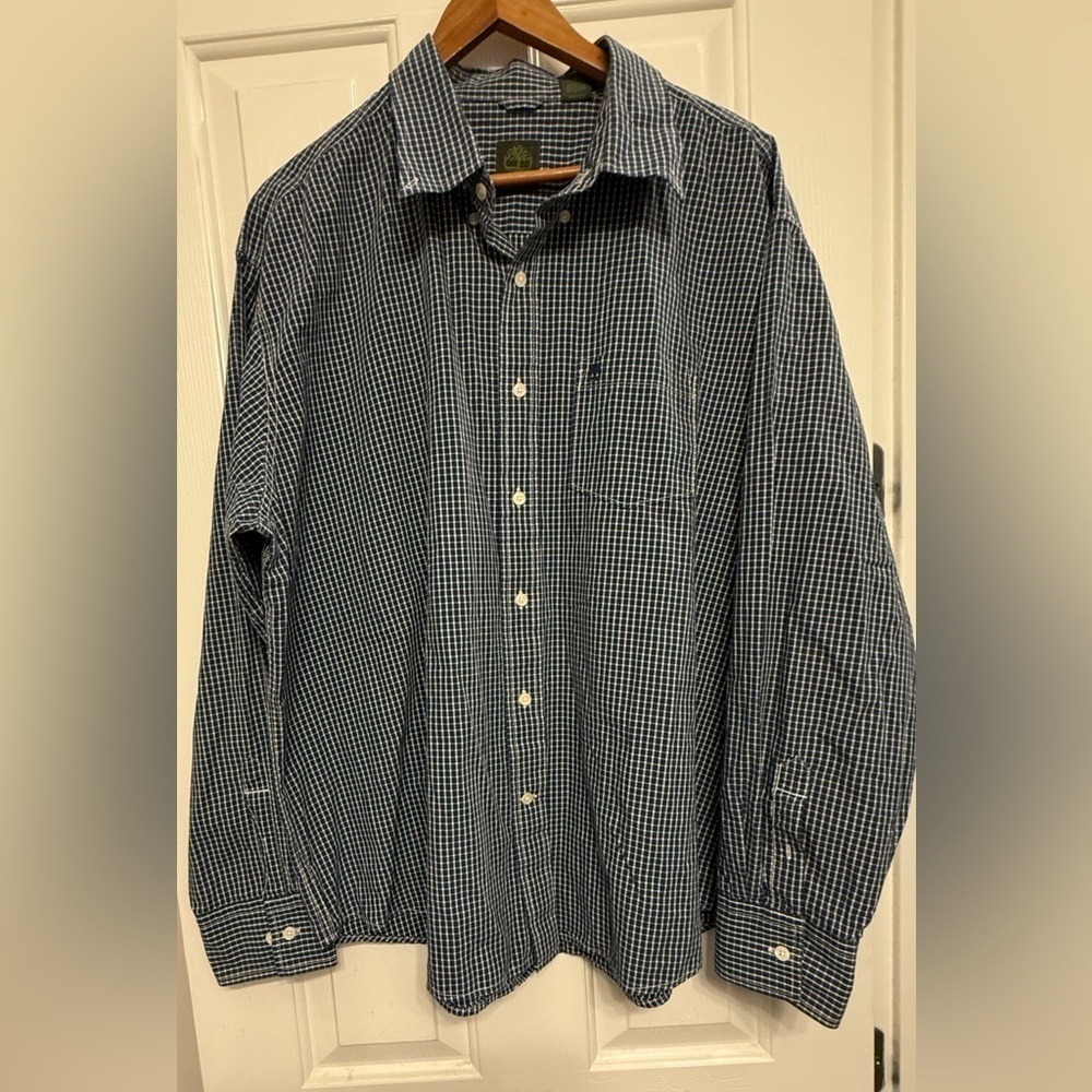Timberland Long Sleeve Button Down Casual Shirt XXL Blue & White Checks Cotton
